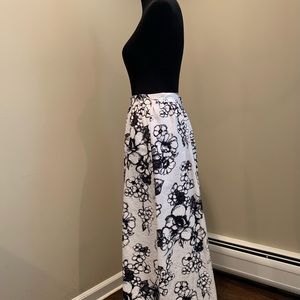 Floor length black and white skirt